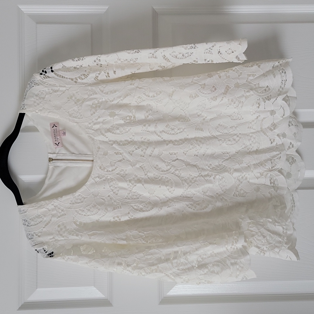 Nanette Lepore Ivory Lace Three Quarter Sleeve Blouse Size Small